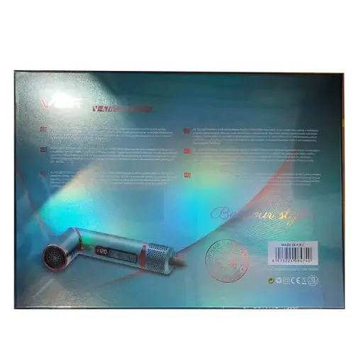 Фен стайлер VGR V 474, 4 в 1 фен для волос 4 насадки 1400 Вт быстрая сушка укладка объем выпрямление завивка, зеленый - фото 2