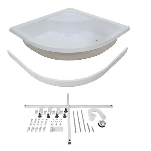 Высокий душевой поддон (полукруглый) WIZ 90х90х42 см. Акриловый с панелью и ножками - фото 3