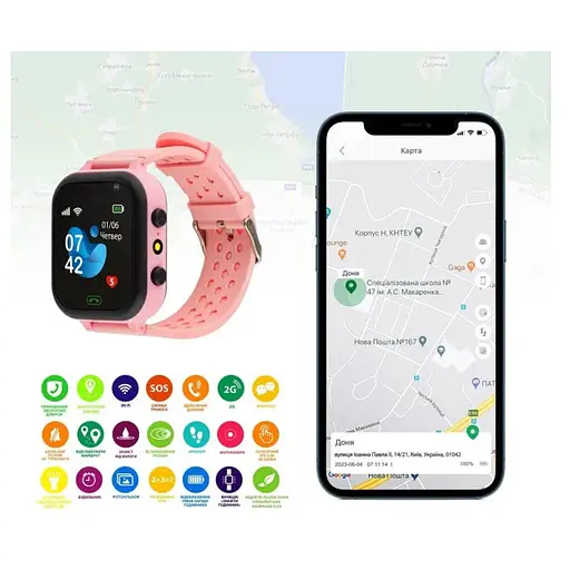 Smart Watch AmiGo GO009 Camera+Led Pink UA UCRF - фото 5