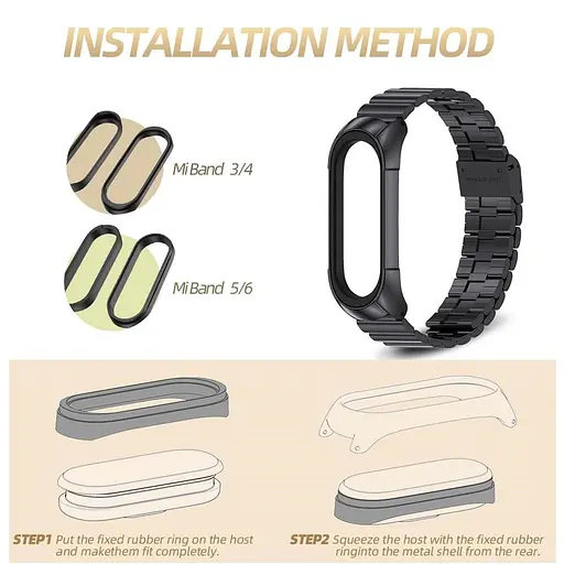 Ремешок MiJobs для фитнес-браслета Xiaomi Mi Band 8 и 9 металлический с застежкой черный - фото 5