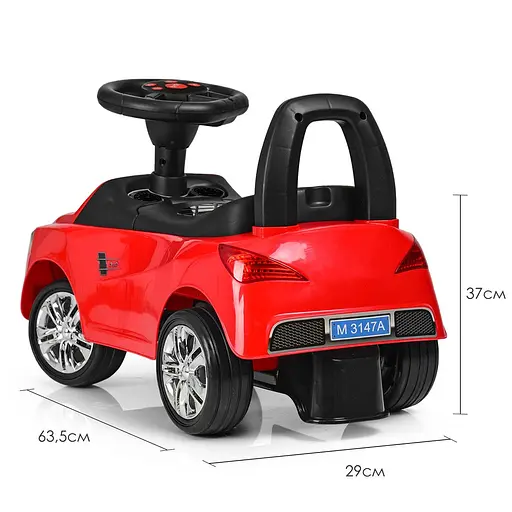 Дитяча каталка-толокар Bambi Racer з музикою та світлом червона (M 3147A-3) - фото 4
