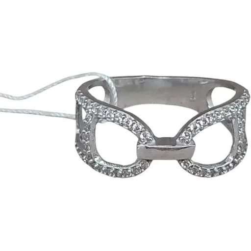 Срібне кільце Агні ЕЛЬБА з фіанітами. 1635/1Р-CZ 17