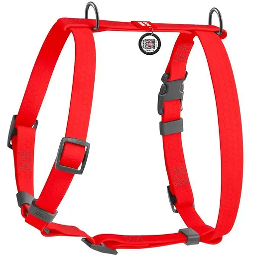Шлейка для собак Waudog Waterproof водостойкая анатомическая Н-образная с QR-паспортом, пластиковая пряжка-фастекс, L