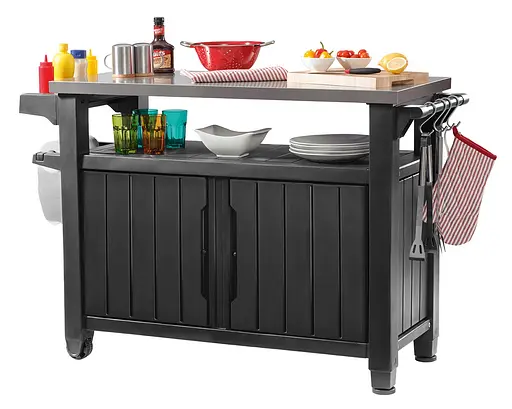 Стіл-буфет садовий для барбекю Keter Unity XL антрацит 207 л - фото 2