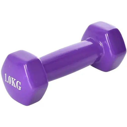 Гантель для фитнеса, 1 кг, виниловое покрытие, фиолетовая, 14x6 см, M0289-V