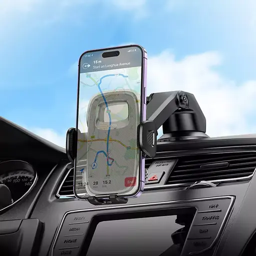 Автотримач для телефона HOCO H15 Fair push-type car holder(center console) Black - фото 7