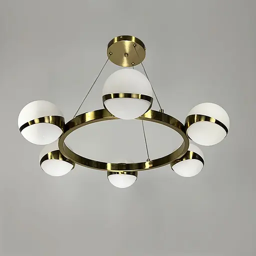 Элегантная латунная кольцевая люстра на 6 плафонов Ø 65 см | Ст. SG 51/6 AB+WT | Line F - фото 7