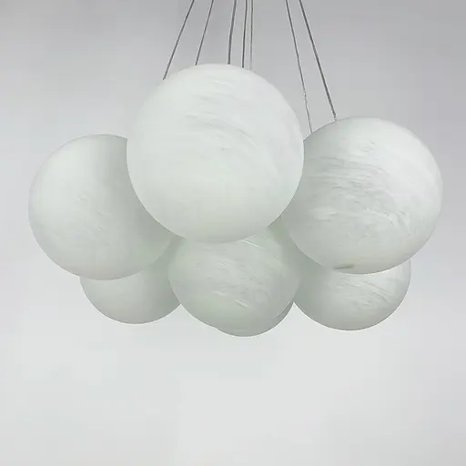 Люстра-пучок на 7 мраморных плафонов в латунном корпусе Ст. MJ 141/7 AB+WT (NEW) Line F - фото 4