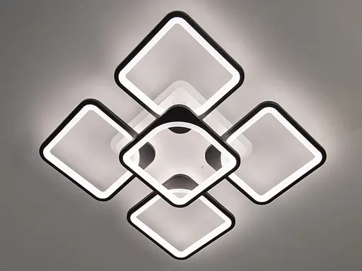 Светодиодная люстра смарт светильник с пультом, диммером, 150Вт, черная - фото 3