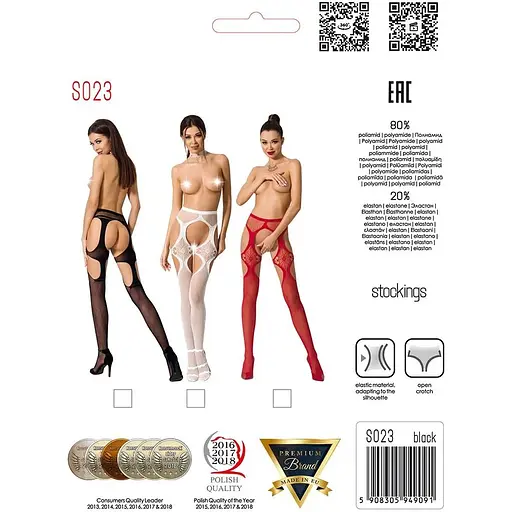 Эротические колготки-бодистокинги Passion S023 One Size, Black - фото 8