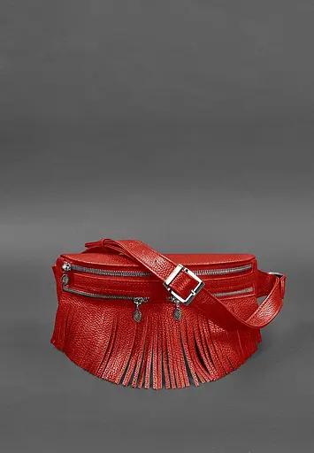 Шкіряна жіноча сумка на пояс Spirit червона - фото 3