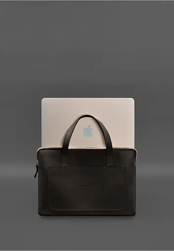 Кожаный чехол BlankNote с ручками для ноутбука 13 дюйм Темно-коричневый - фото 4