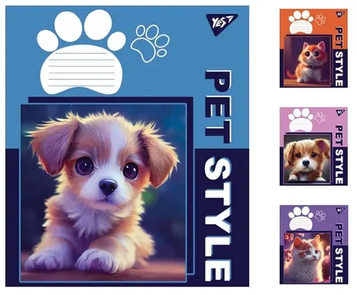 Зошити учнівські 12 аркушів лінія. YES Pet style, 25 шт. в упаковці