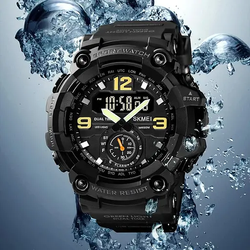 Мужские спортивные наручные часы Skmei 1637 водонепроницаемые (Черные) - фото 6