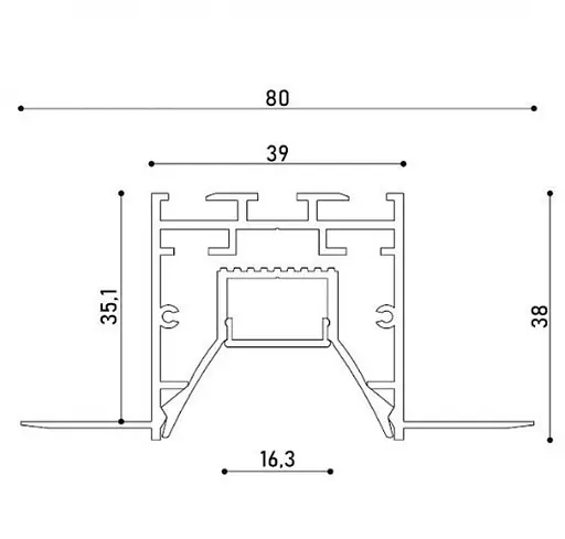 LED профіль врізний під шпаклівку+вставка чорна "антиблік", 2м KLOODI KLP165 2 - фото 3