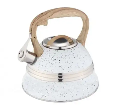 Якісний металевий чайник із свистком Edenberg EB-8808 із нержавіючої сталі для газової плити білий - фото 4