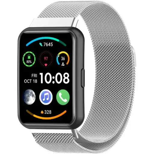 Ремешок DK для Huawei Watch Fit 2 Metal Milanese Loop Magnetic (silver) - фото 2