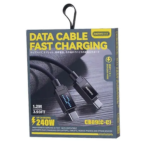 Дата кабель Remax CB09 для быстрой зарядки и передачи данных с LED подсветкой, Type-C - Type-C, 240W/5А 1,2м - фото 2