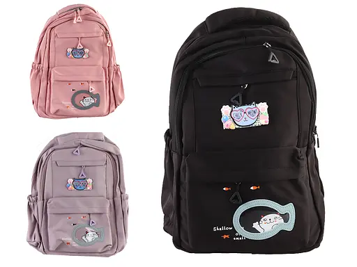 Рюкзак підлітковий, 4 блискавки, потайний карман, Котик, 0272 (В асортименті) - фото 2