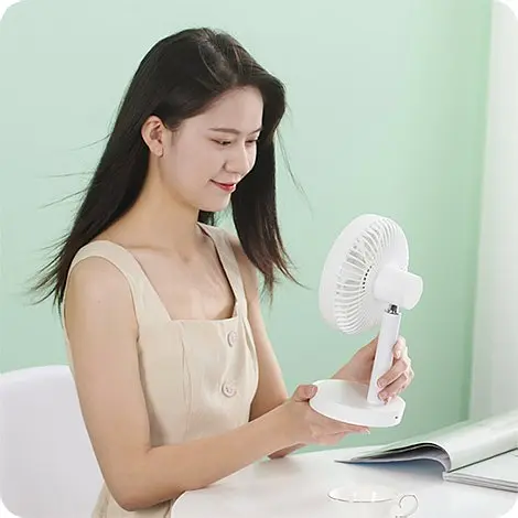 Вентилятор портативный Xiaomi JIPIN JP-F05 на встроенном акб 4000mAh белый - фото 6