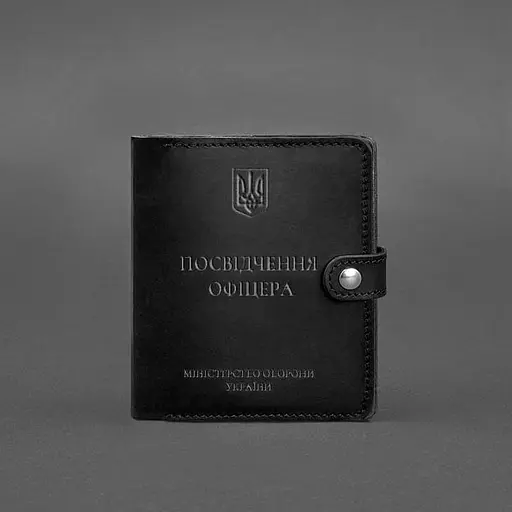 Кожаная обложка-портмоне для удостоверения офицера 11.0 черная Crazy Horse - фото 6