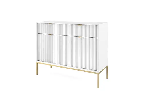 Комод Perfect Home Новая/Nova 2-дверный с 2 ящиками и золотыми ножками KSZ104 Белый (PFH-091217) - фото 5