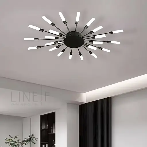 Потолочная черная люстра в форме солнечной вспышки на 22 плафона G4 Ø 90х70 см | Line F | Ст. 1279/22 BK - фото 6