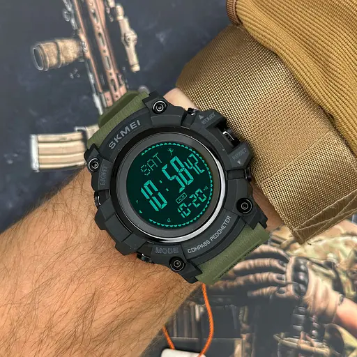 Наручний годинник чоловічий 1356AG Army Green + Compass Skmei acs0030798 - фото 5