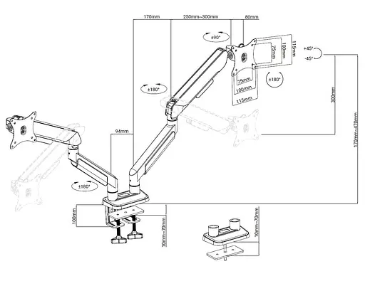 Кронштейн Anda Seat Stealth PRO II Duo 17''-42'' Titanium AD-W-A9-2S-BT - фото 5