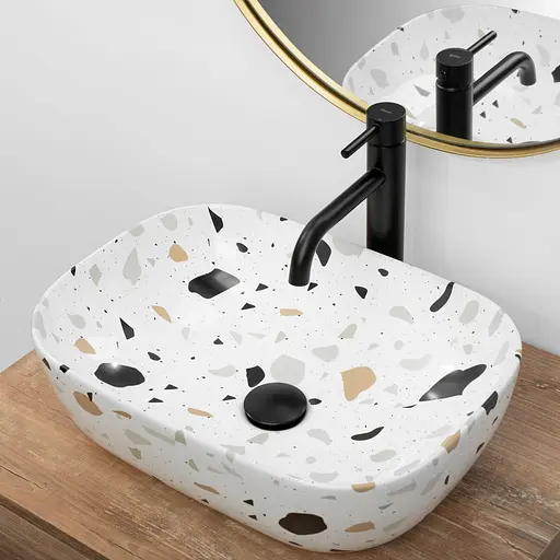 Умивальник Rea Belinda terazzo накладний REA-U6933, Цветной - фото 3