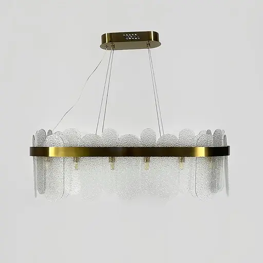 Подвесная удлиненная люстра со стеклянными фактурными пластинами 80х30 см Ст. AS129L-800 AB+WT | Line F - фото 8