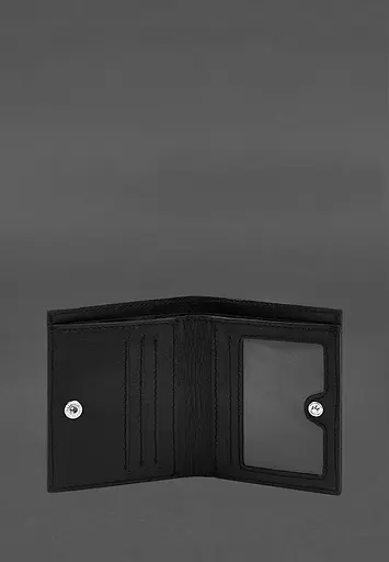 Кожаный портмоне на кнопке Brut черный краст - фото 4