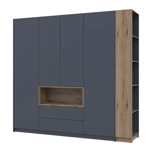 Шкаф для одежды с нишей и этажеркой Doros Дейл Графит/Дуб Эвок 4 ДСП 234х52х220 (42005158) - фото 8