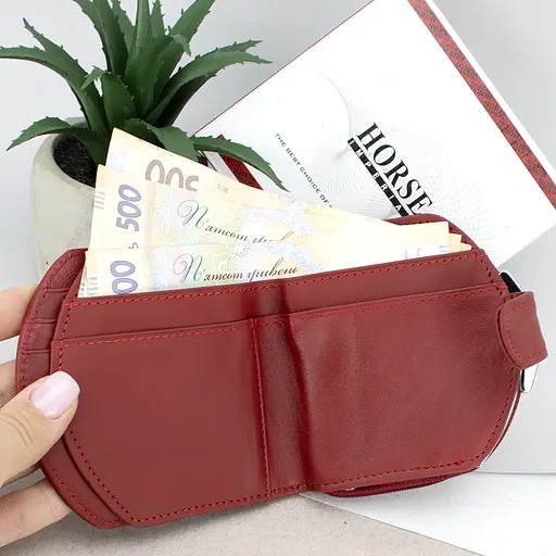 Гаманець жіночий шкіряний маленький Horse Imperial 001B червоний - фото 2