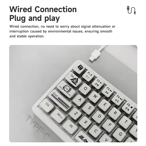 Игровая механическая проводная клавиатура Ajazz Ak690 / 68 клавиш / Hot-Swap / RGB / Melard Switch MC / White - фото 2