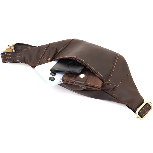 Зручна сумка-бананка для чоловіків із натуральної вінтажної шкіри SHVIGEL 34х12х4 см sum0027452 - фото 7