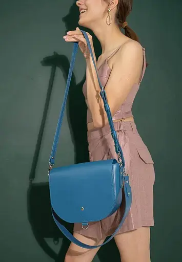 Женская кожаная сумка Ruby L ярко-синяя - фото 7