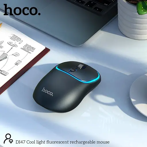 Миша Hoco DI47 Cool світло-флуоресцентна акумуляторна миша 2.4G / BT чорна - фото 7