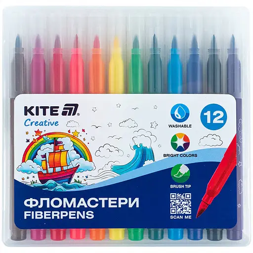 Фломастери-пензлики Kite Creative 12 кольорів (K-1150)
