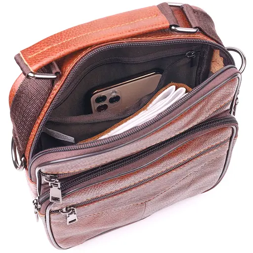 Чоловіча шкіряна сумка Vintage 20х24,5х6 см sum0022398 - фото 5