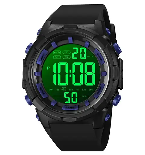 Чоловічий наручний годинник Skmei 1845 (Чорний з синім) - фото 3