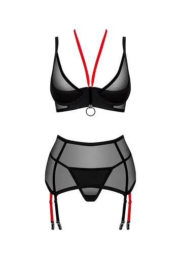 Комплект белья Obsessive Glandez 3-предмета, XS/S (черный) - фото 5