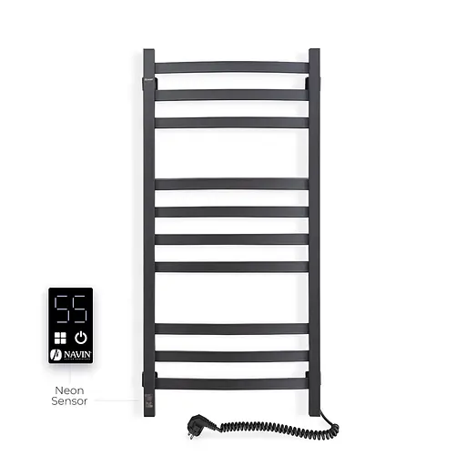 Електрична рушникосушка Navin Avalon 480x1000 Sensor права, чорний муар 10-043153-5010, Чорний матовий, Праве, Електронний - фото 3