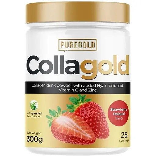 Препарат для суставов и связок Pure Gold Protein CollaGold, 300 грамм - Клубничный дайкири