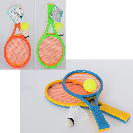Бадмінтон дитячий MR 0662, ракетки 2шт, м'ячик, воланчик, розмір 37-16,5см, в сітці 43-16,5-4см (6903317443086) МІКС - фото 1