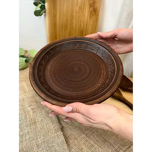 Тарілка 24 см керамічна (глиняна) різьблена Декор - фото 5