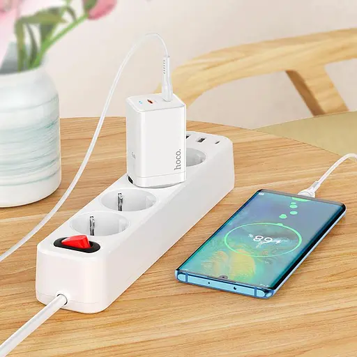 Зарядний пристрій Hoco Type-c to Type-c Cable Starlight N23 45 ватів біле - фото 4