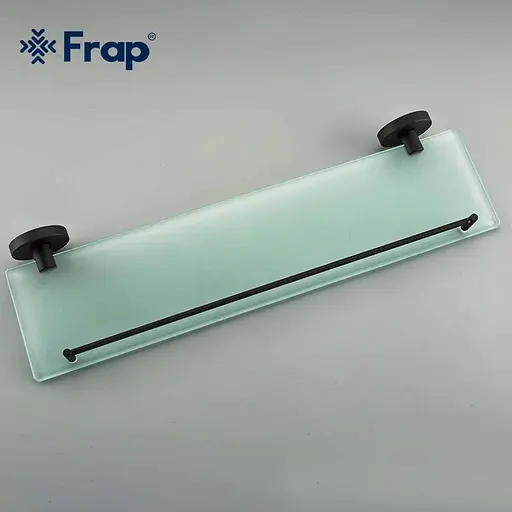 Полка Frap со стеклом 50 см F30207 1/10 черный/нержавеющая сталь - фото 4