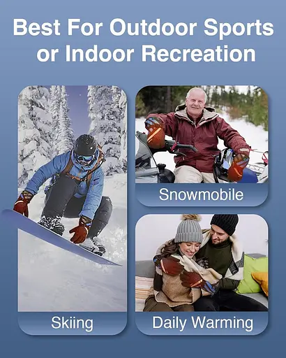 Рукавички з підігрівом для чоловіків і жінок, 3000 мАч довгозамінні водонепроникні мотоциклетні рукавички з підігрівом - фото 5