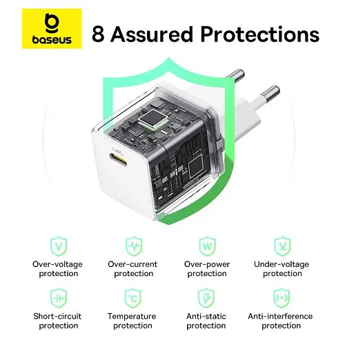 Мережевий зарядний пристрій Baseus Palm Fast Charger 1C 20W + Cable Type-C to Type-C білий P10111602213-01 - фото 3